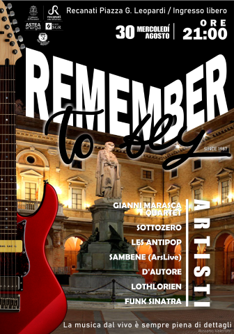 “Remember to Fly” 30 agosto Piazza G Leopardi ore 21:00