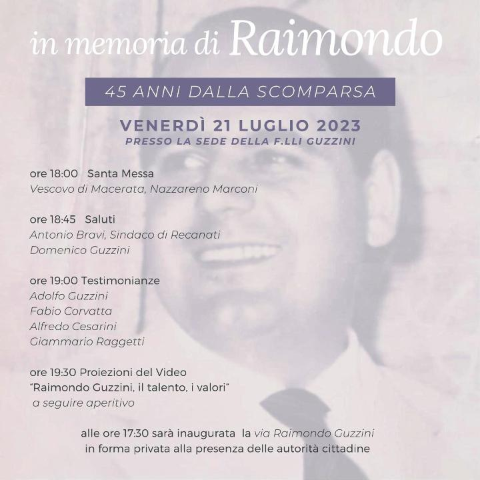 Cerimonia intitolazione Via Raimondo Guzzini- venerdì 21 luglio 2023