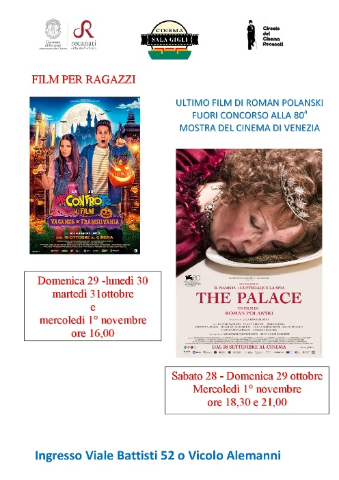 Cinema Sala Gigli programmazione dal 29 ottobre al 1 novembre